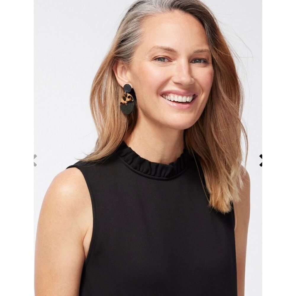 Chicos NWT $159 Midi Dress Tiered Ponte Solid Black All Occasions/ Seasons Sz 12 - Picture 3 of 13